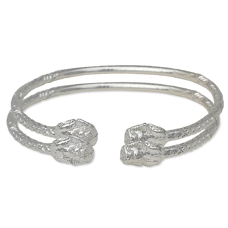 Trendy Bangles for Bridesmaids-Better Jewelry Pharaoh Ends West Indian Bangles .925 Sterling Silver, 1 pair