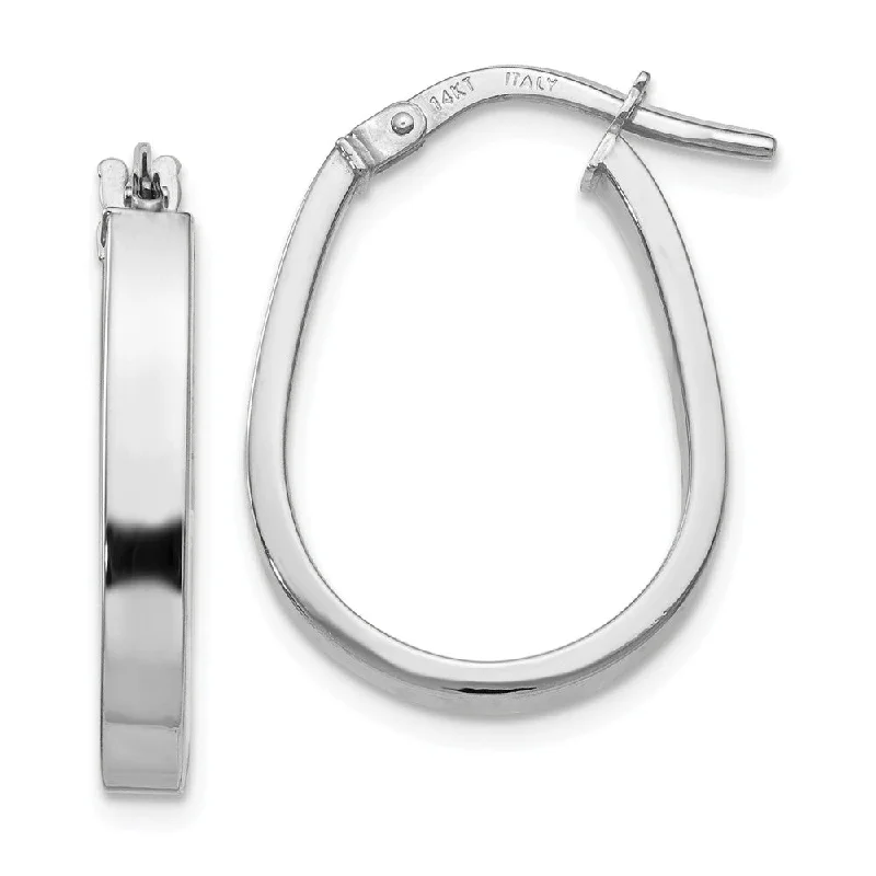 Stylish Hoop Earrings-3mm U Shape Hoop Earrings in 14k White Gold, 19mm (3/4 Inch)