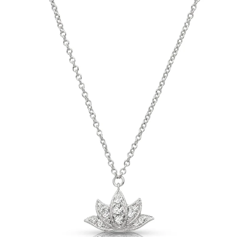 Layered Necklaces for Women-0.10 ctw Diamond Milgrain Leaves Necklace Pendant