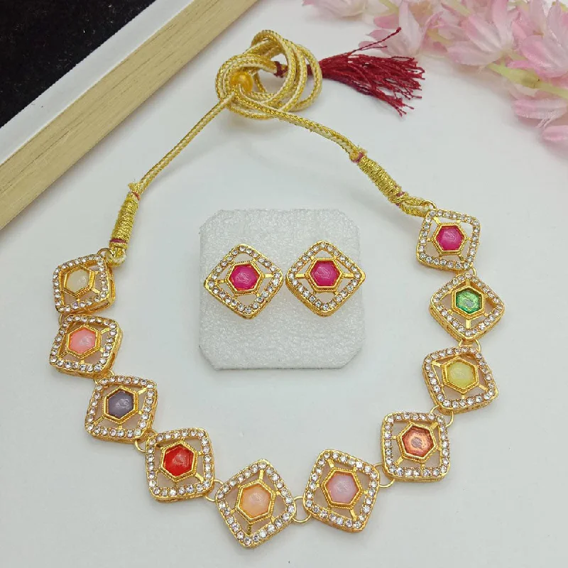 Unique Diamond Necklaces-SP Jewellery Gold Plated Austrian Stone Necklace Set