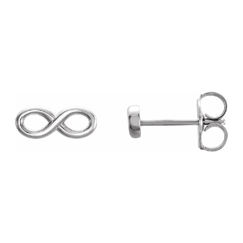 Trendy Pearl Earrings-Sterling Silver Infinity Inspired Post Earrings, 3.5 x 9.0mm