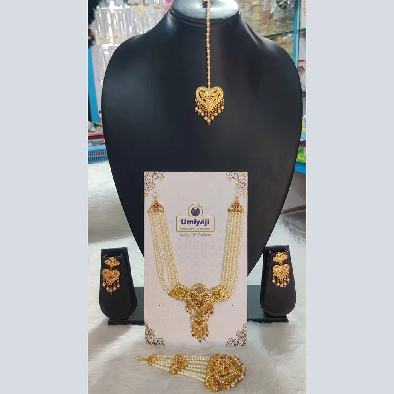 Classic Silver Chain Necklaces-Kavita Art Gold Plated Austrian Stone Necklace Set