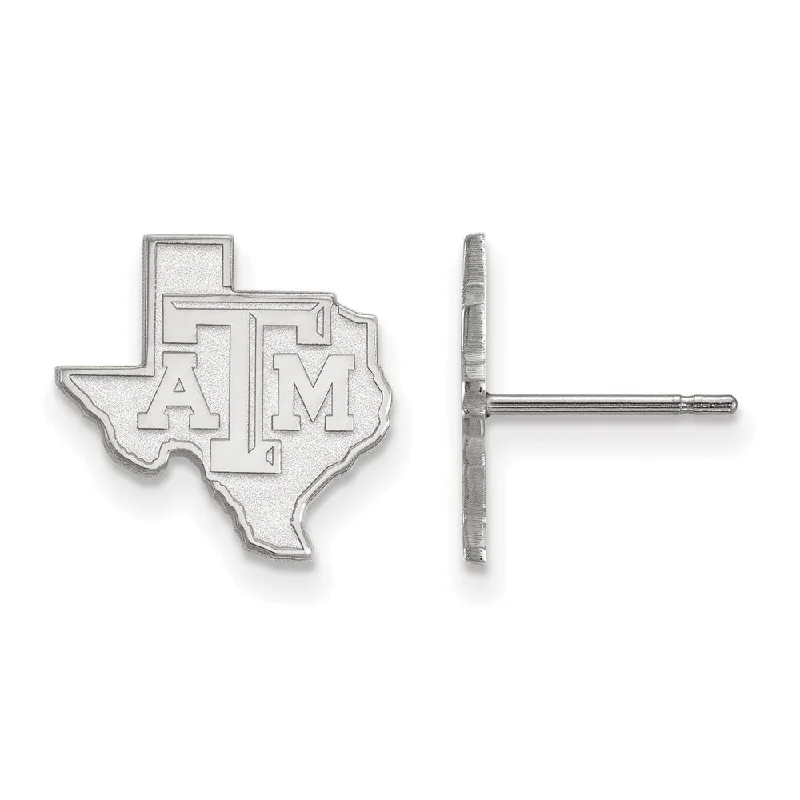 Boho Earrings for Weddings-10k White Gold Texas A&M University Small Logo Post Earrings