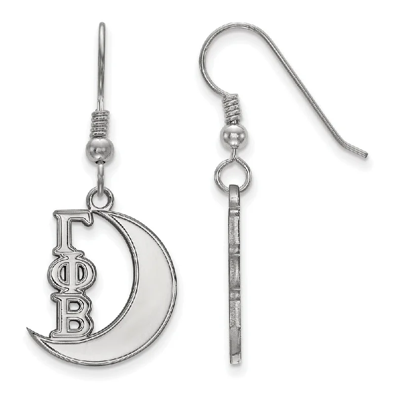 Contemporary Earrings-Sterling Silver Gamma Phi Beta Small Dangle Earrings