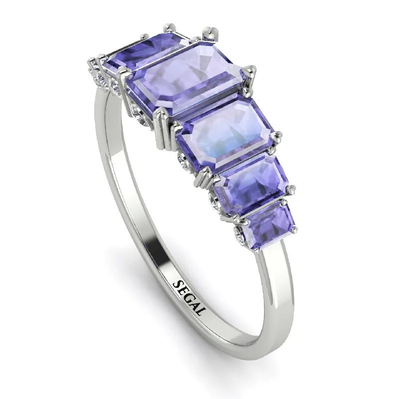 Fashionable Gold Rings-Emerald Cut Tanzanite Ring With Hidden Diamonds - Brynlee No. 203