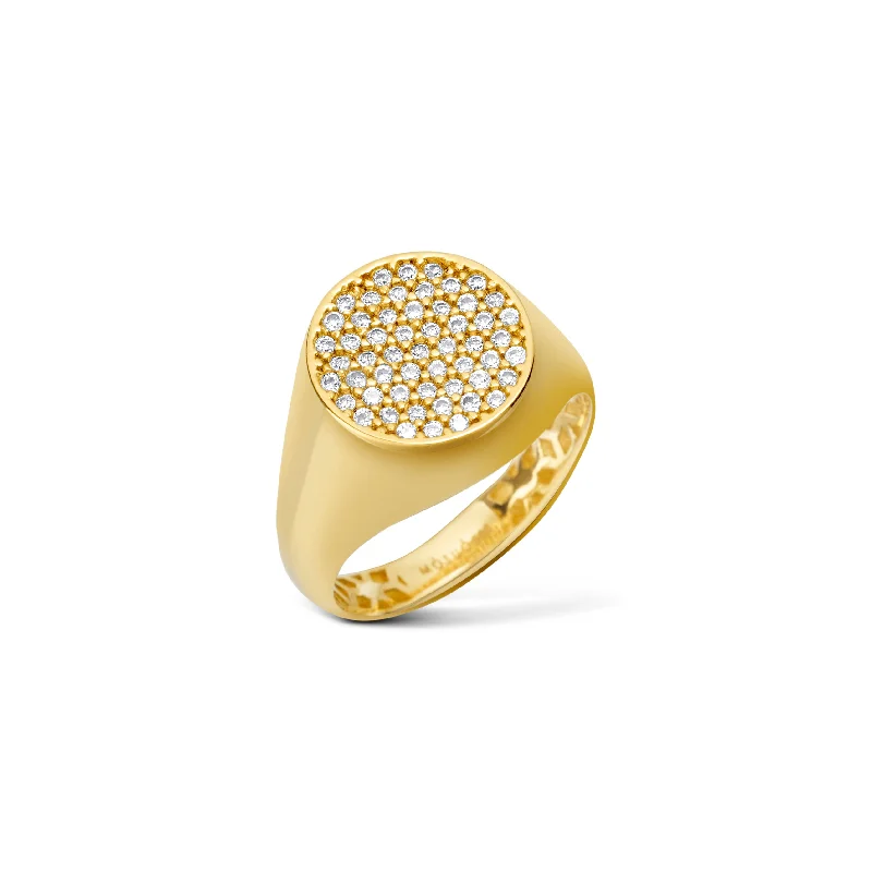 Fashionable Gemstone Rings for Men-Diamond Signet Ring - 14 karat gold ring for women, diamonds