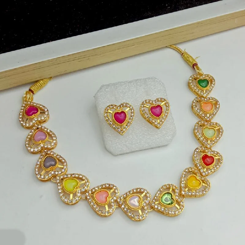 Personalized Choker Necklaces-SP Jewellery Gold Plated Crystal Stone Necklace Set