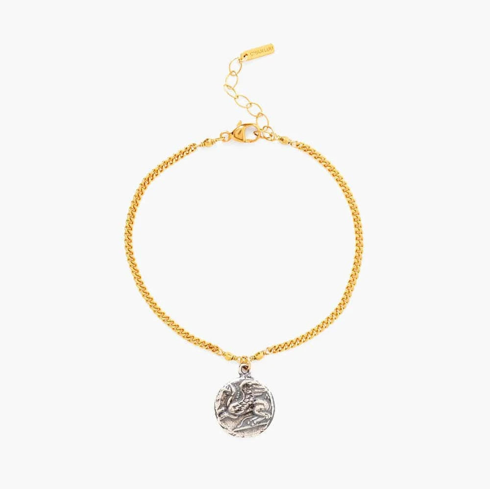 Trendy Bracelets for Men-Pegasus Charm Gold Mix Bracelet