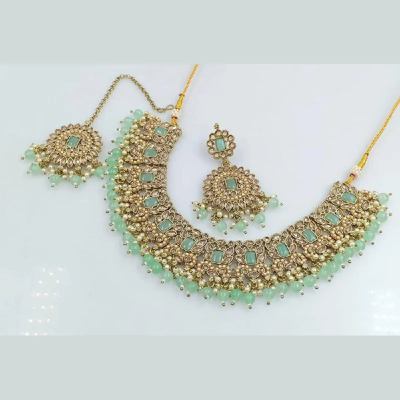 Bohemian Style Necklaces-Rani Sati Jewels Gold Plated Crystal Stone Necklace Set