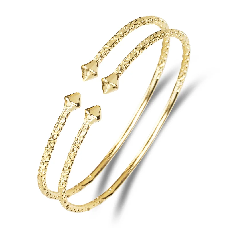 Simple Gold Bangle Bracelets-Better Jewelry Smooth Pyramid Ends .925 Sterling Silver West Indian Bangles (24 grams), 1 pair