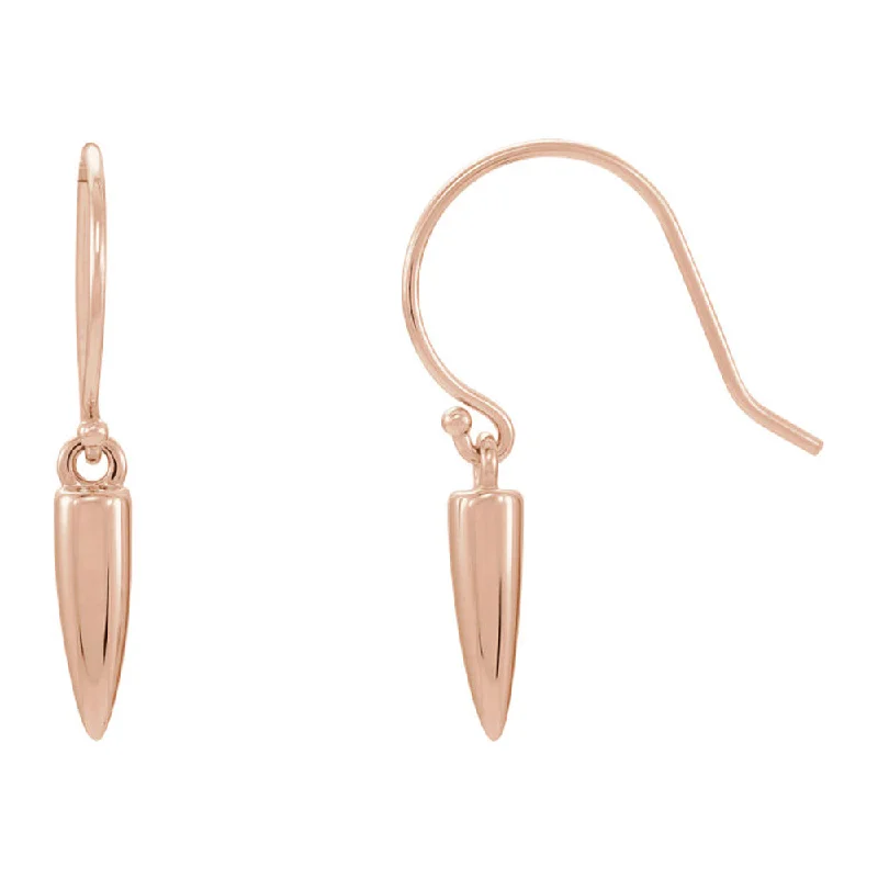 Premium Silver Earrings-14k Rose Gold 3 x 13mm (1/8 x 1/2 Inch) Geometric Dangle Earrings