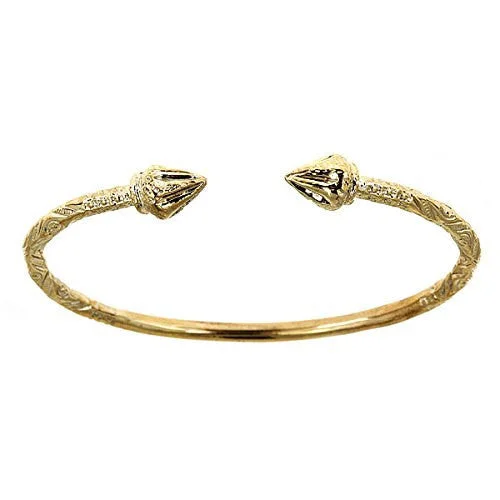 Customizable Wedding Bangles-Better Jewelry 10K Yellow Gold West Indian Bangle w. Arrow Ends (Made in USA)