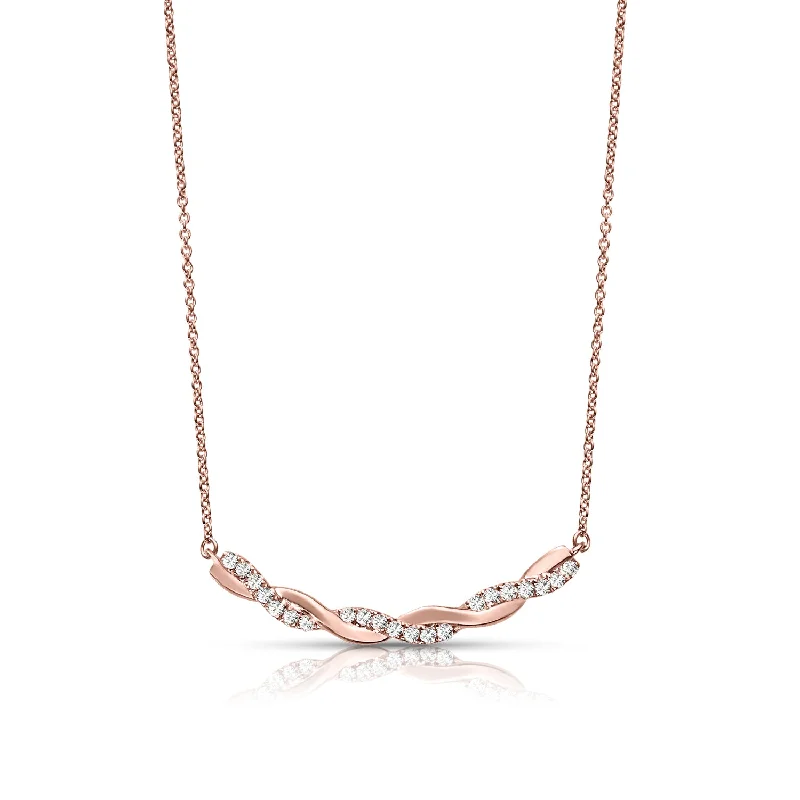 Delicate Silver Necklaces-Criss Cross 0.20 ctw Diamond Necklace Pendant