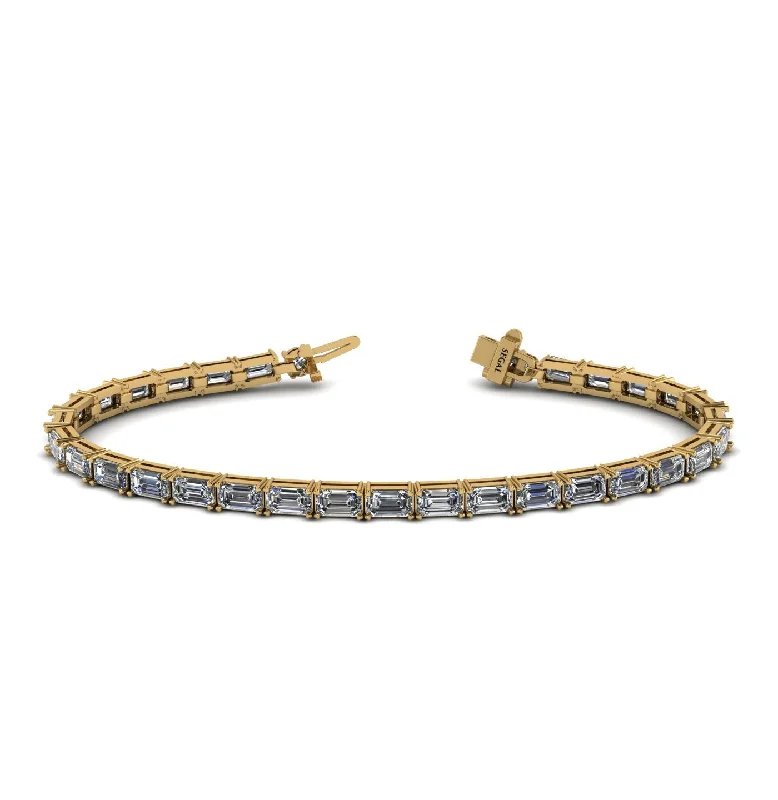 Gemstone Cuff Bracelets-Emerald Cut Diamond Tennis Bracelet - Rachel No. 1