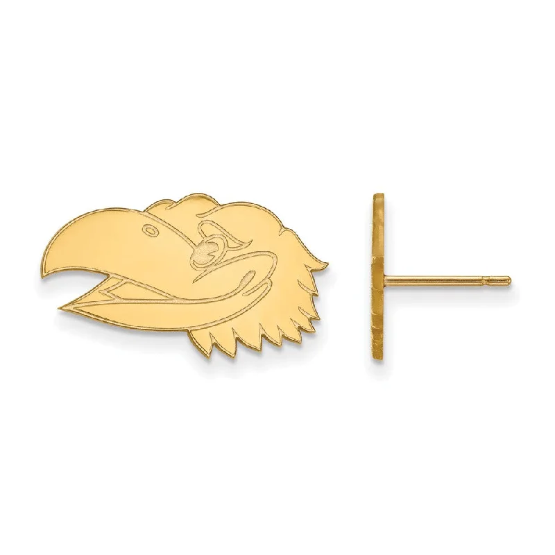 High-Quality Earrings-14k Yellow Gold University of Kansas Small Mascot Head Post Earrings