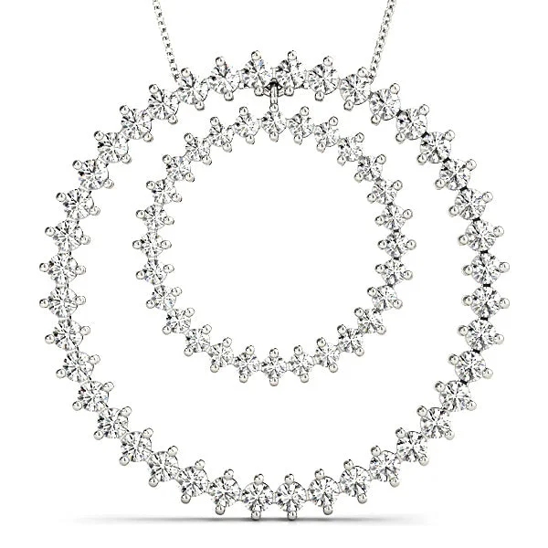 Cute Pearl Necklaces-2.17 ctw Diamond Double Circle Necklace Pendant