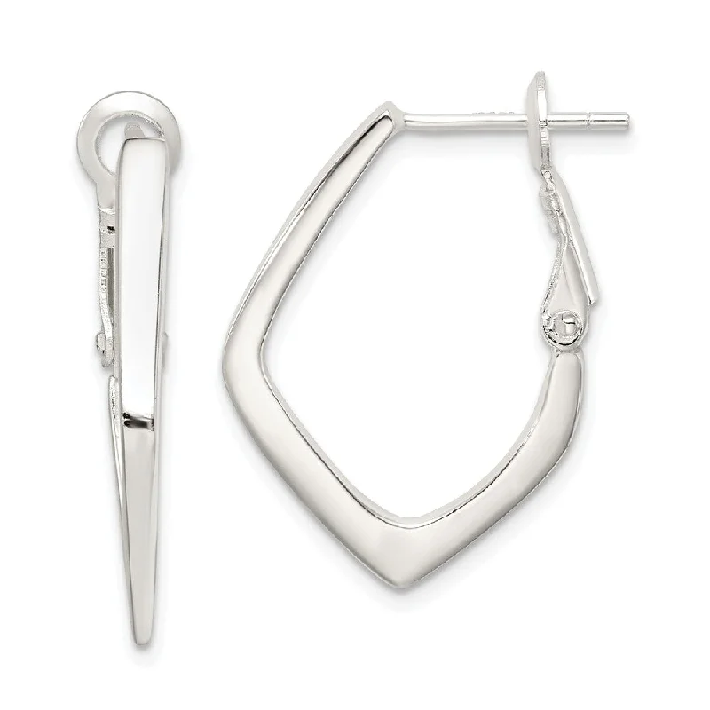 Crystal and Gemstone Earrings-Geometric Hoop Earrings in Sterling Silver - 30mm (1 1/8 Inch)