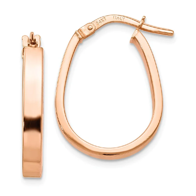 Artistic Earrings-3mm U Shape Hoop Earrings in 14k Rose Gold, 19mm (3/4 Inch)