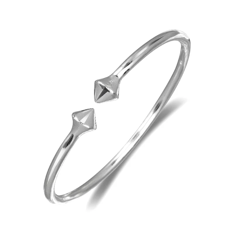 Beautiful Traditional Bangles-Thick Pyramid .925 Sterling Silver Plain West Indian Bangle, 1 piece