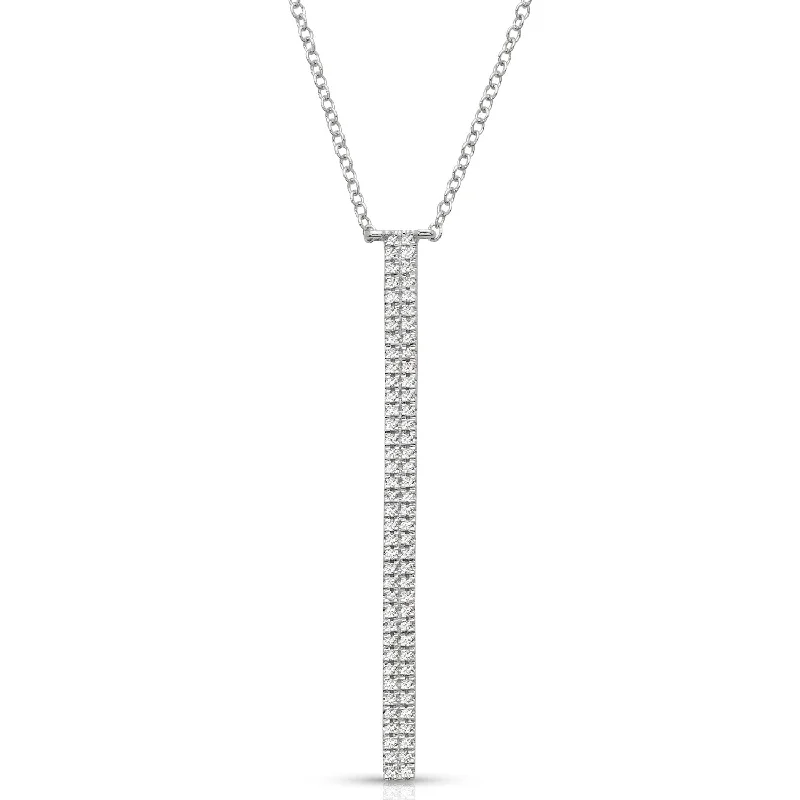 Colorful Crystal Necklaces-Double Row Pave Set 0.20 ctw Diamond Necklace Pendant