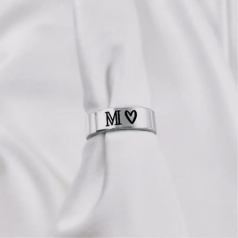 Beautiful Wedding Bands-Letter + ❤ Ring