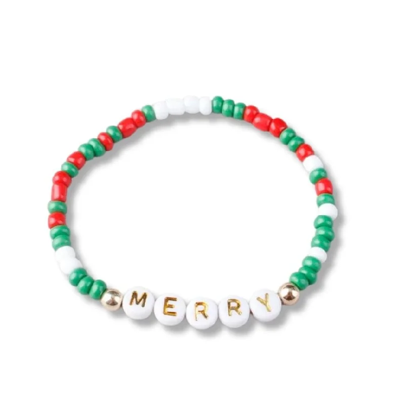 Modern Diamond Bracelets-Merry Holiday Beaded Friendship Stretch Bracelets