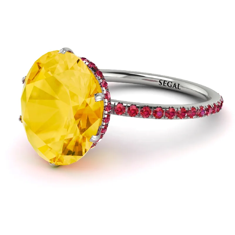 Personalized Engagement Rings-Hidden Halo Oval Citrine Engagement Ring - Gemma No. 612