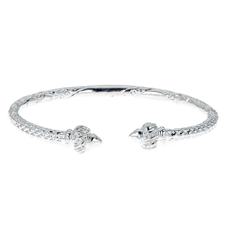 Diamond Bangle Sets-Better Jewelry Ridged Arrow Taj Mahal .925 Sterling Silver West Indian Bangle, 1 piece