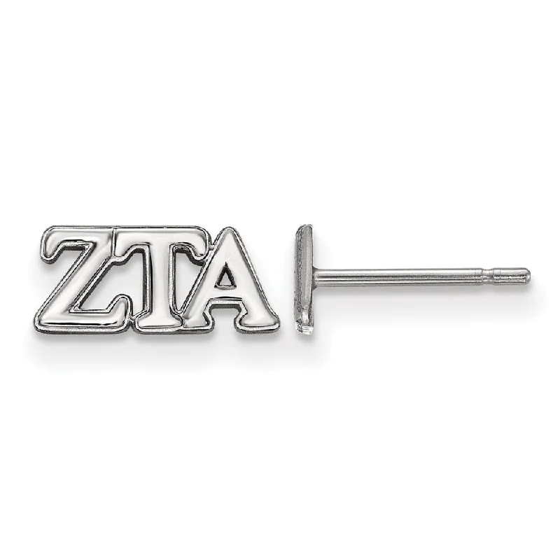 Custom Made Earrings-Sterling Silver Zeta Tau Alpha XS Greek Letters Post Earrings