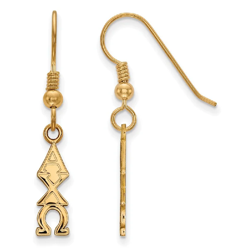 Luxury Gemstone Earrings-14K Plated Silver Alpha Chi Omega Small Dangle Earrings