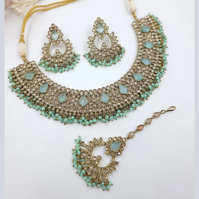 Designer Gold Necklaces-JCM Gold Plated Crystal Stone Necklace Set