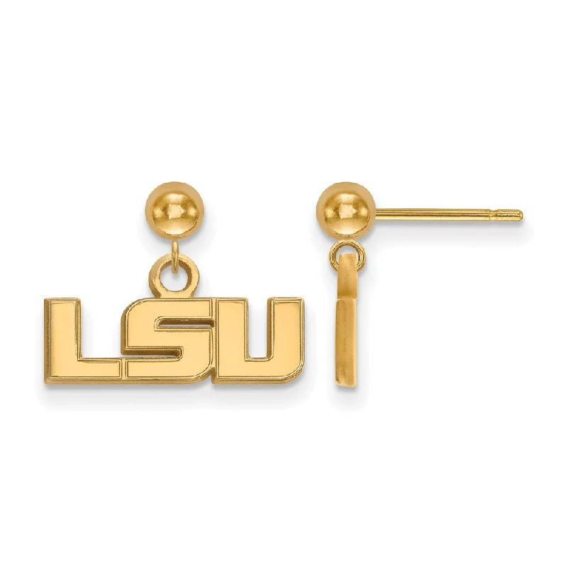 Vintage Style Stud Earrings-14k Yellow Gold Louisiana State University Ball Dangle Earrings