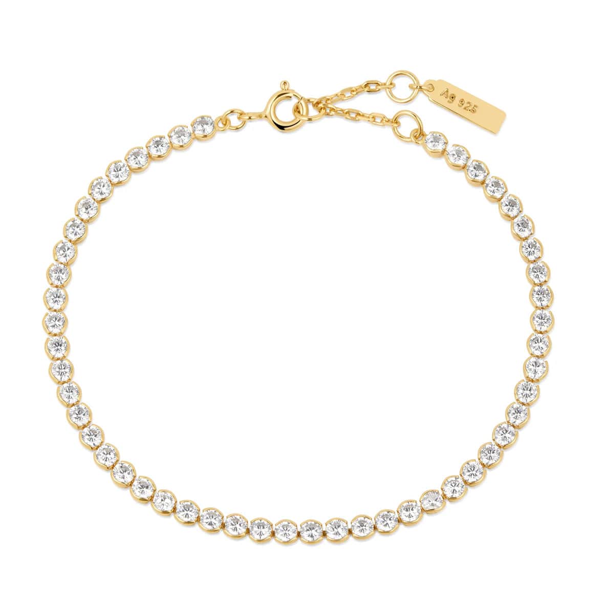 Personalized Tennis Bracelets-Gold Row Bezel Set Bracelet