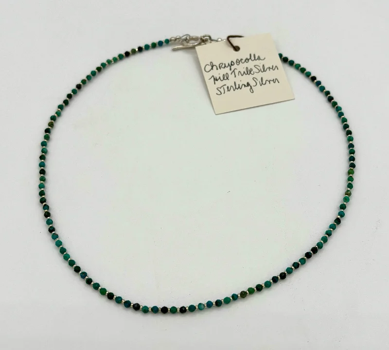 Fashionable Long Pendant Necklaces-Chrysocolla Hill Tribe and Sterling Silver Necklace