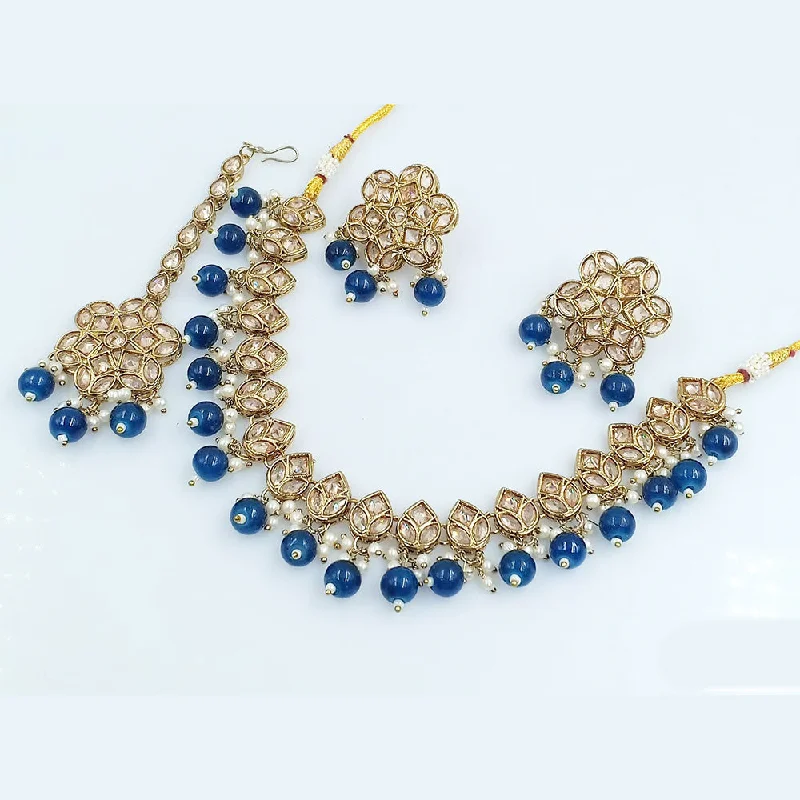 Trendy Chain Necklaces-Rani Sati Jewels Gold Plated Crystal Stone Necklace Set