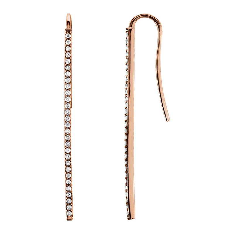 Wedding Earrings-36mm 14k Rose Gold 1/4 CTW (H-I, I1) Diamond Vertical Bar Earrings