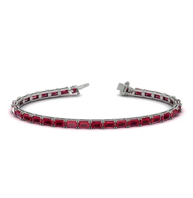 Unique Wedding Bracelets-Emerald Cut Ruby Tennis Bracelet - Rachel No. 12