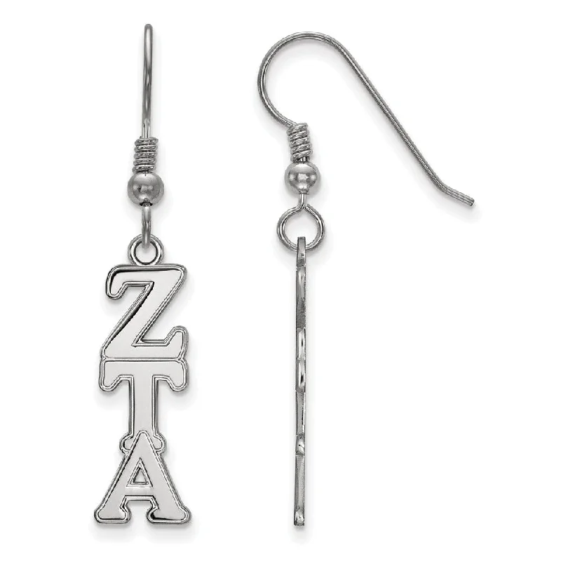 Eye-Catching Earrings-Sterling Silver Zeta Tau Alpha Dangle Medium Earrings