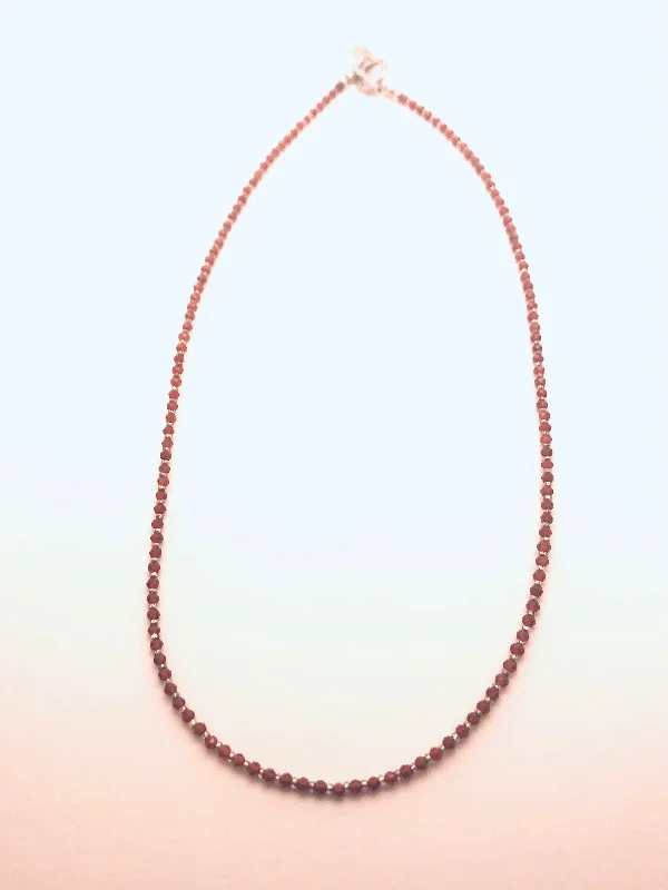 Wedding Necklaces-Garnet and Hill Tribe Silver Necklace