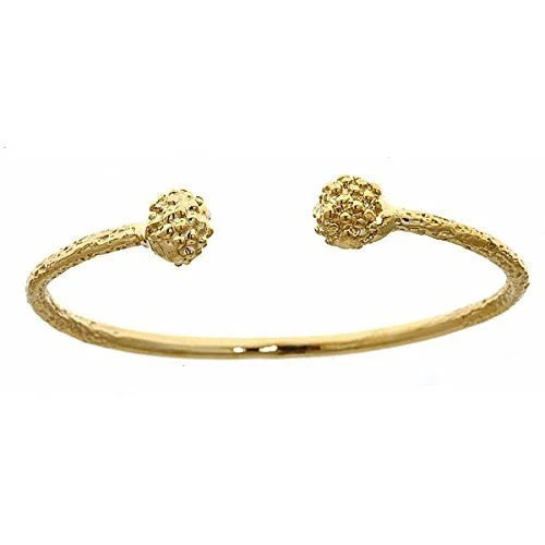 Simple Silver Bangle Bracelets-Better Jewelry 10K Yellow Gold BABY West Indian Bangle w. Textured Ball Ends, Sugar Apple Bangles