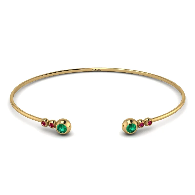 Gold Bracelet Sets-Geometric Bezel Emerald Bracelet - Josie No. 49