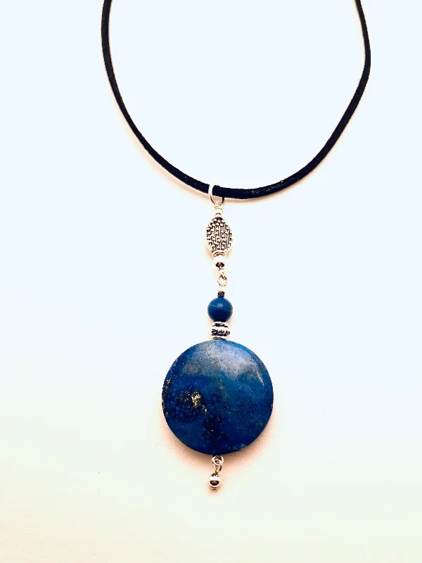 Vintage Style Necklaces-Sterling Silver Necklace with Lapis