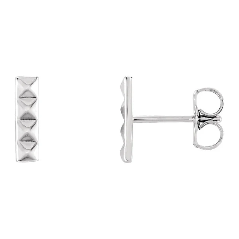 Crystal Drop Earrings-2.5mm x 9mm (3/8 Inch) 14k White Gold Small Pyramid Bar Earrings