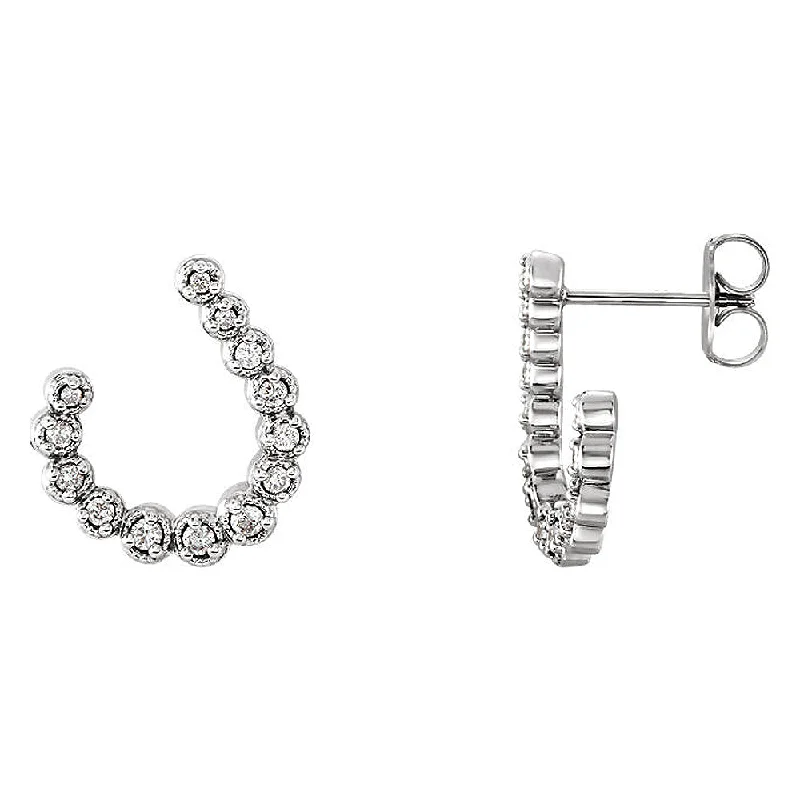 Luxury Diamond Earrings-2 x 13mm 14k White Gold 1/4 CTW (G-H, I1) Diamond J-Hoop Earrings