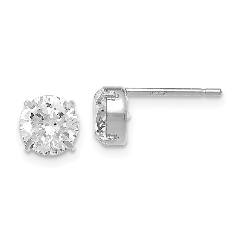 Sterling Silver Earrings-6mm Cubic Zirconia Stud Earrings in 14k White Gold