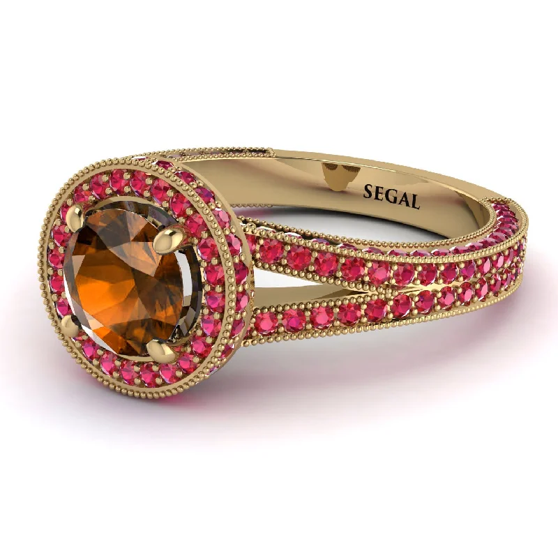 Modern Diamond Rings-Milgrain Round Brown Diamond Engagement Ring - Payton No. 1110