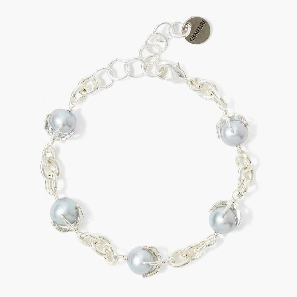 Stylish Adjustable Gemstone Bracelets-Grey Pearl Lark Chain Bracelet