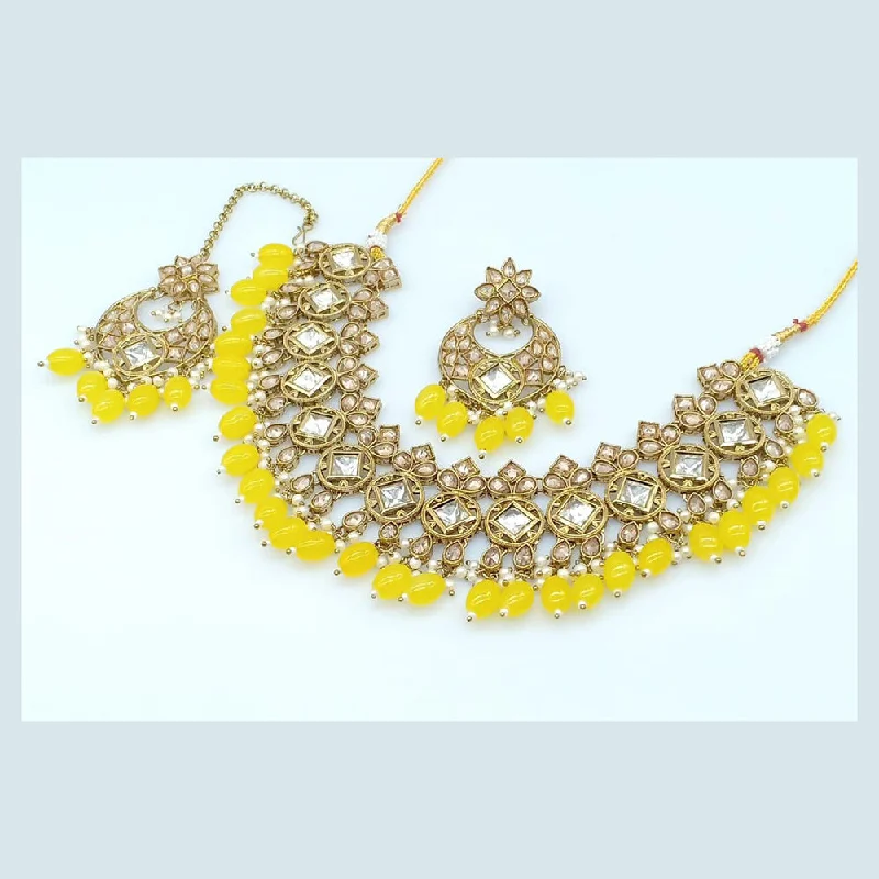 Bridal Necklaces-Rani Sati Jewels Crystal Stone Necklace Set