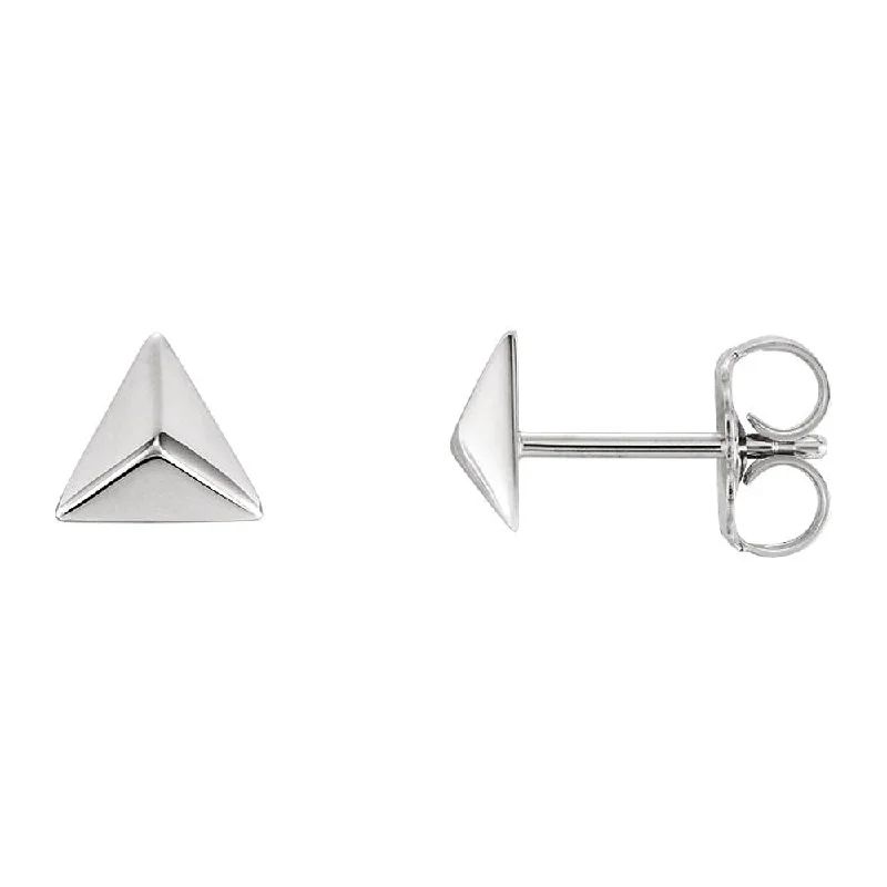 Elegant Drop Earrings-5.5mm (3/16 Inch) 14k White Gold Small Triangle Pyramid Post Earrings