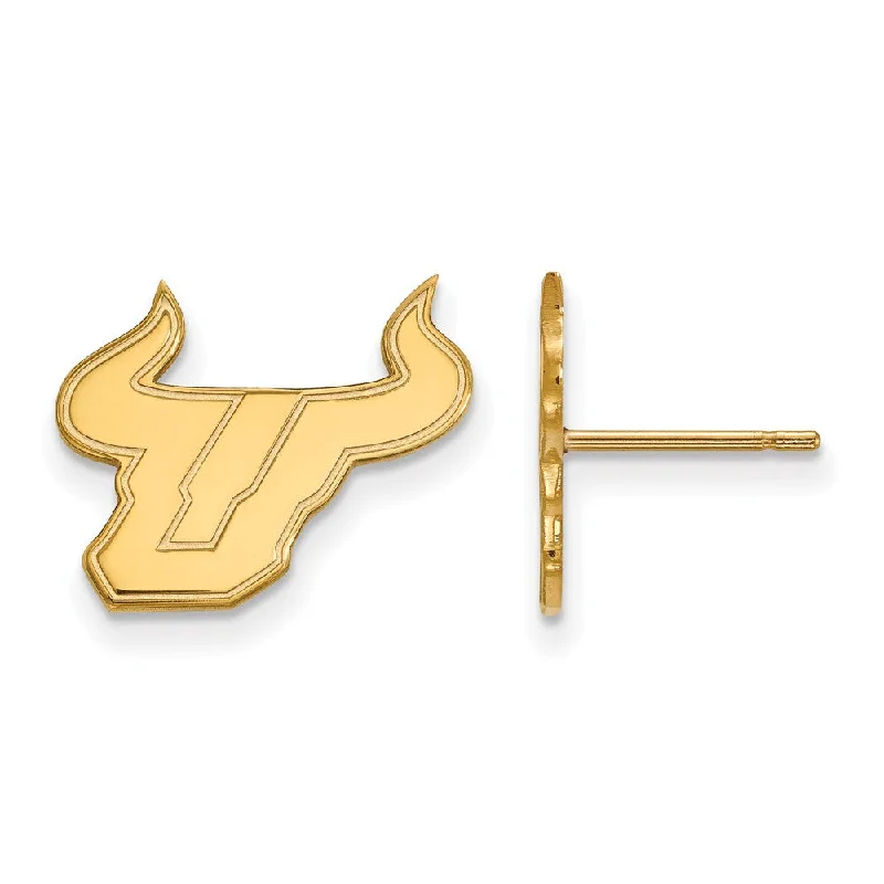 Artistic Drop Earrings-14k Gold Plated Silver Univ. of South Florida Post Earring